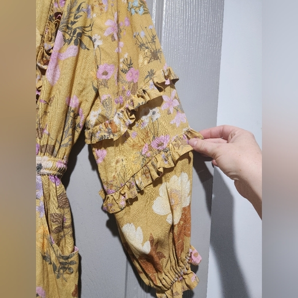 Spell and the Gypsy Yellow Ruffled Tiered Sundress Size Medium - Picture 9 of 16